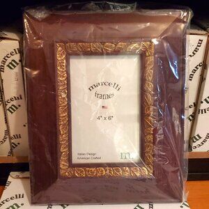 FG Galassi & Marcelli Frames - One 4"x6" Cherry & Gold Leaves Wood Frame, New